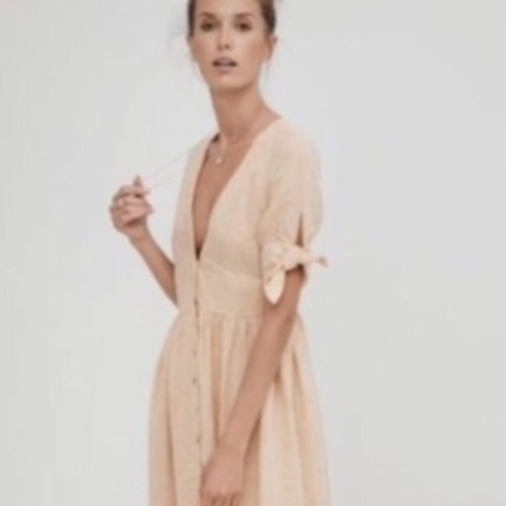 Harshman Peach Linen Casilda Dress Size XS NWT